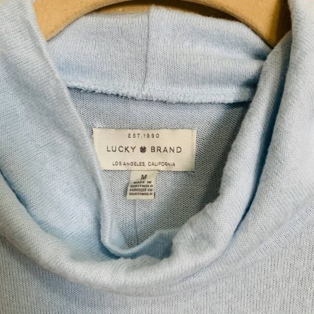 Lucky Brand light blue sweater women  turtleneck long sleeve tunic size M boho - Picture 3 of 9